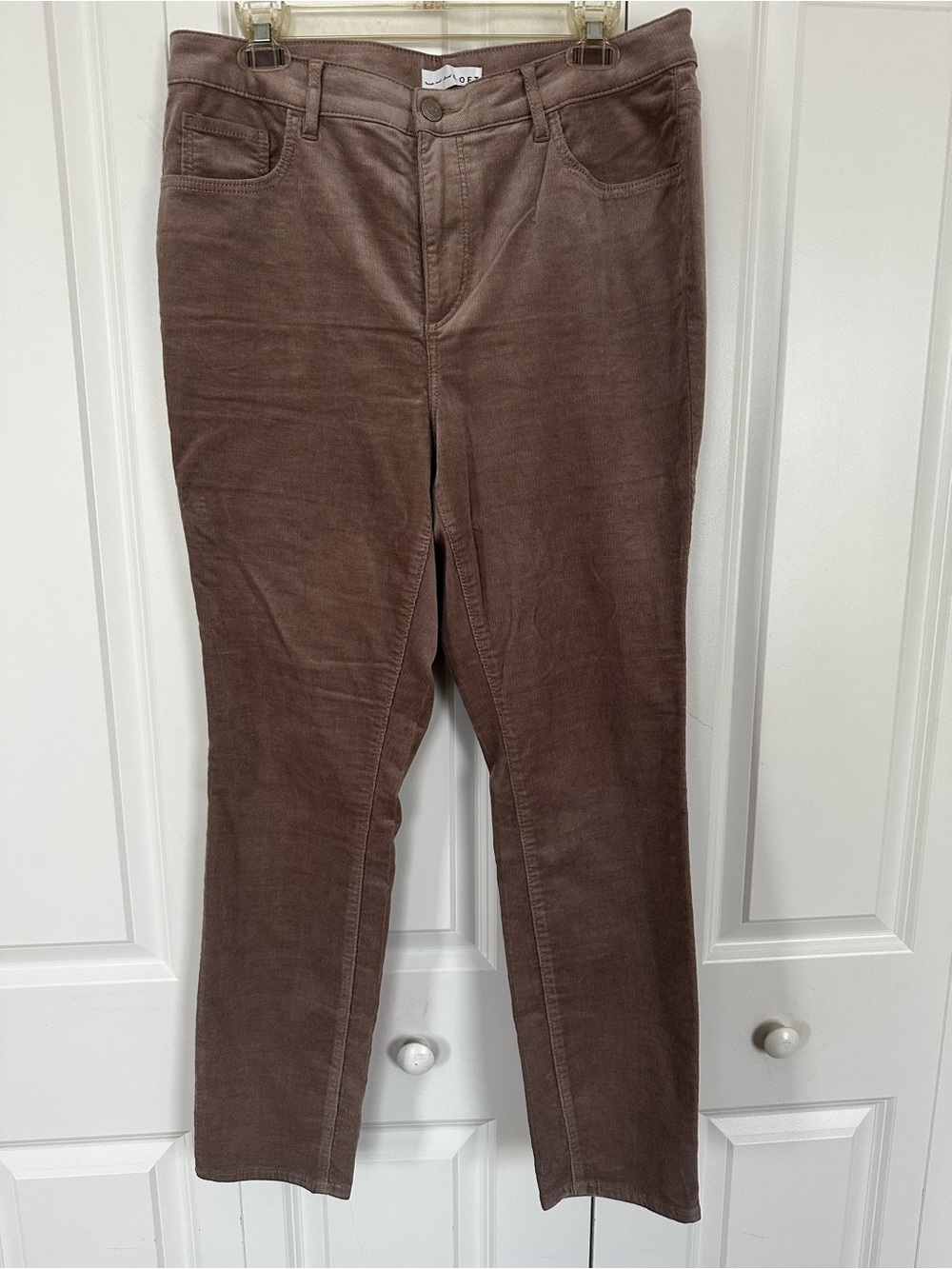 LOFT Corduroy Straight-Leg Pants in taupe